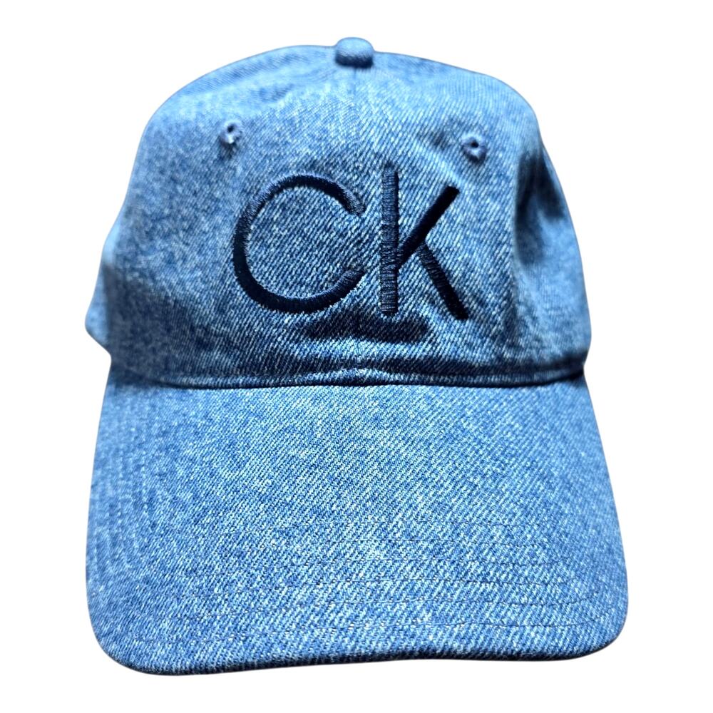 Calvin Klein Denim CK Logo Baseball Cap Blue Jean Dad Hat Adjustable Strapback